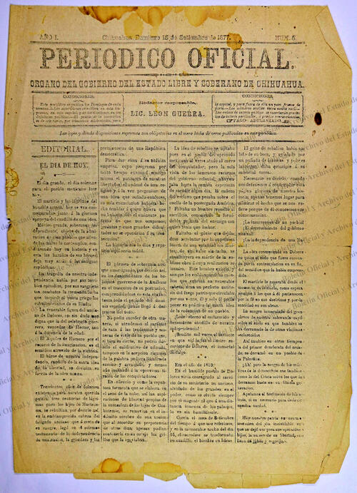 Ejemplar de Periódico Oficial