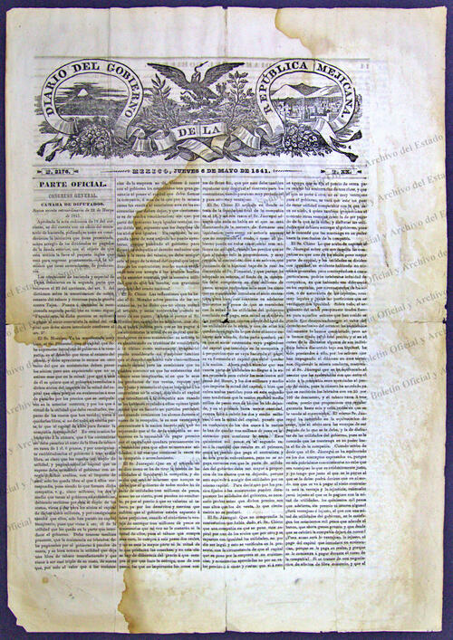 Imagen: Diario del Gobierno de la República Mexicana