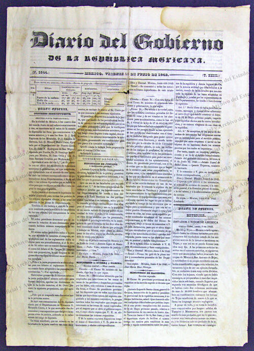 Imagen: Diario del Gobierno de la República Mexicana