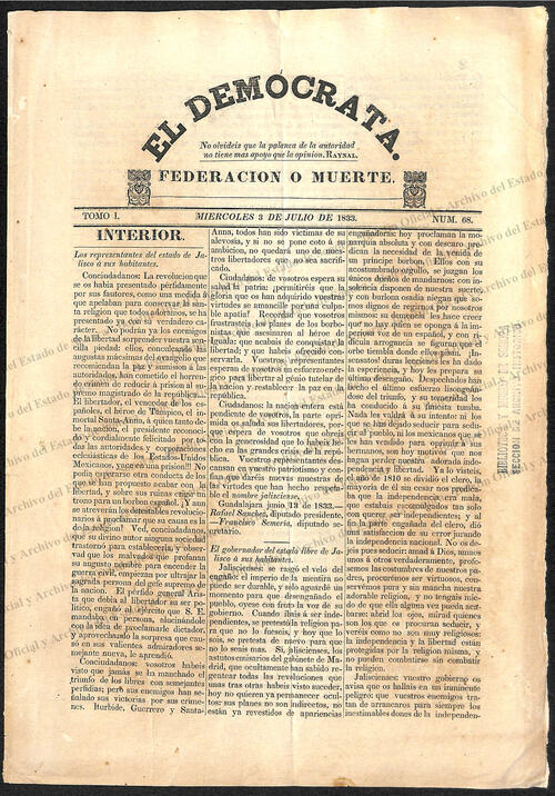 Imagen: El Democrata Federación o Muerte