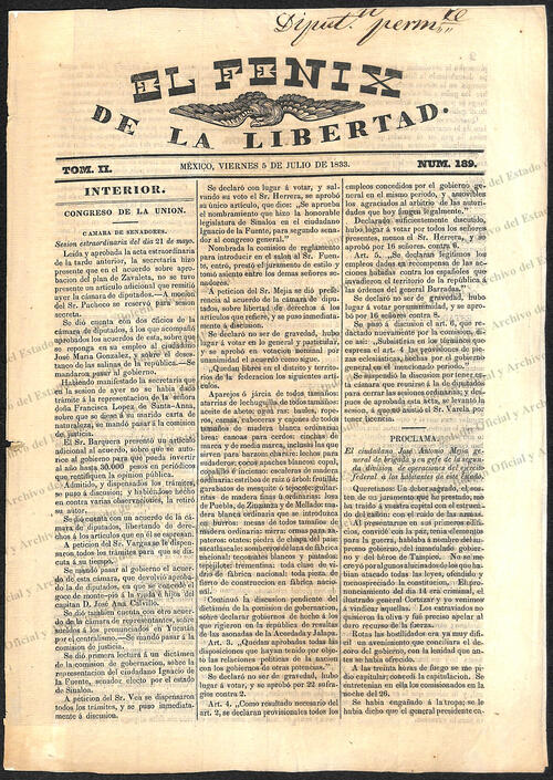 Ejemplar de El Fénix de la Libertad