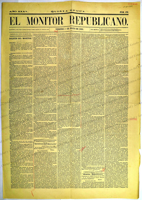 Ejemplar de El Monitor Republicano