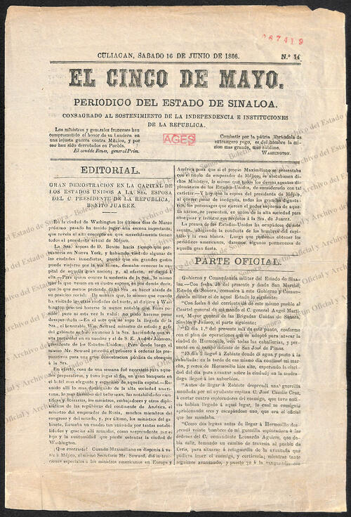 Ejemplar de El Cinco de Mayo