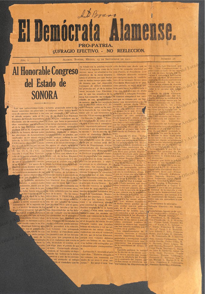 Ejemplar de El Demócrata Alamense