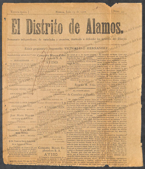 Ejemplar de Distrito Álamos