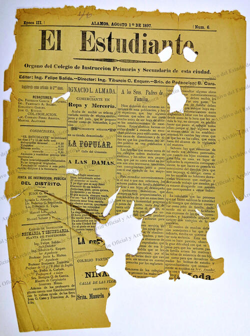 Ejemplar de El Estudiante