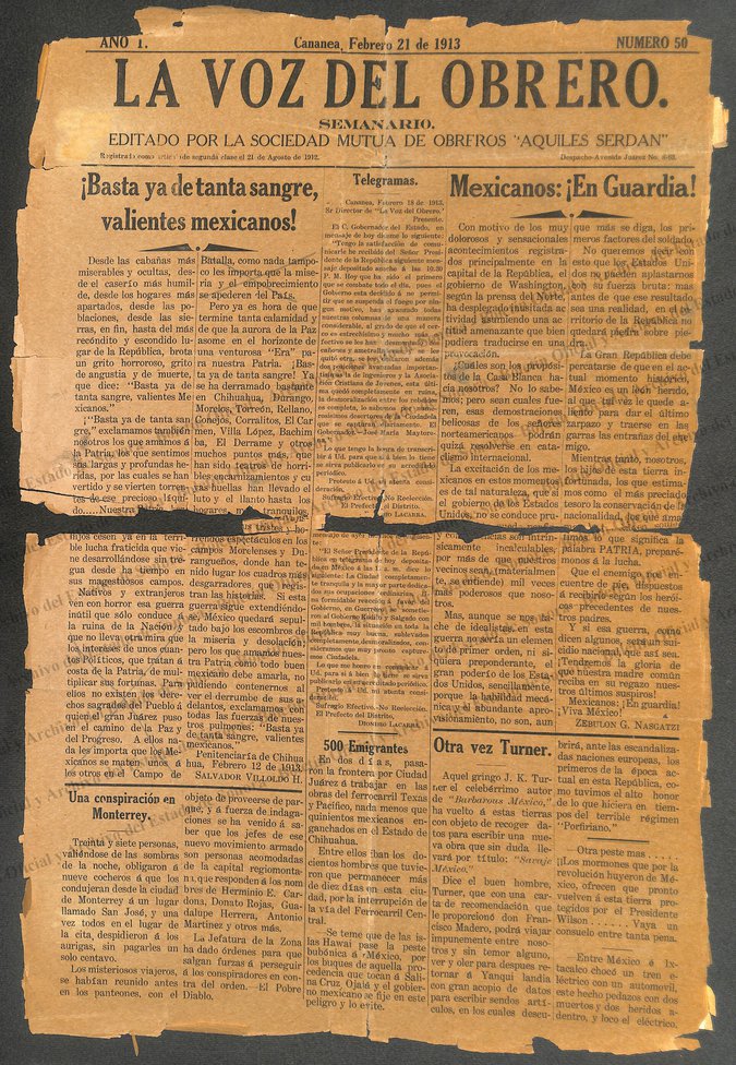 Ejemplar de La Voz del Obrero