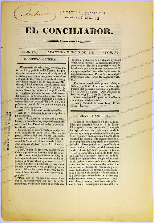 Ejemplar de El Conciliador