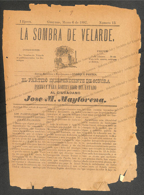 Ejemplar de La Sombra de Velarde