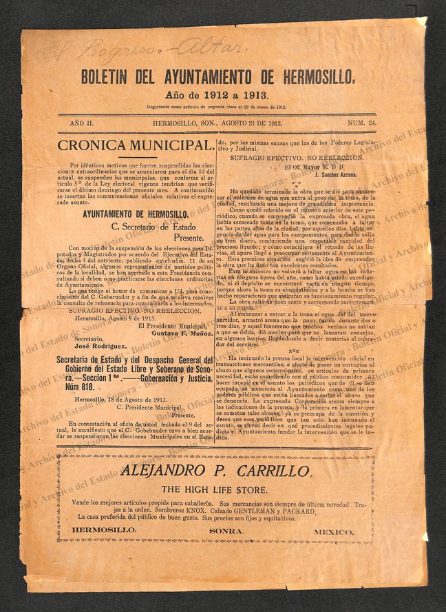 Imagen: Boletin del Ayuntamiento de Hermosillo