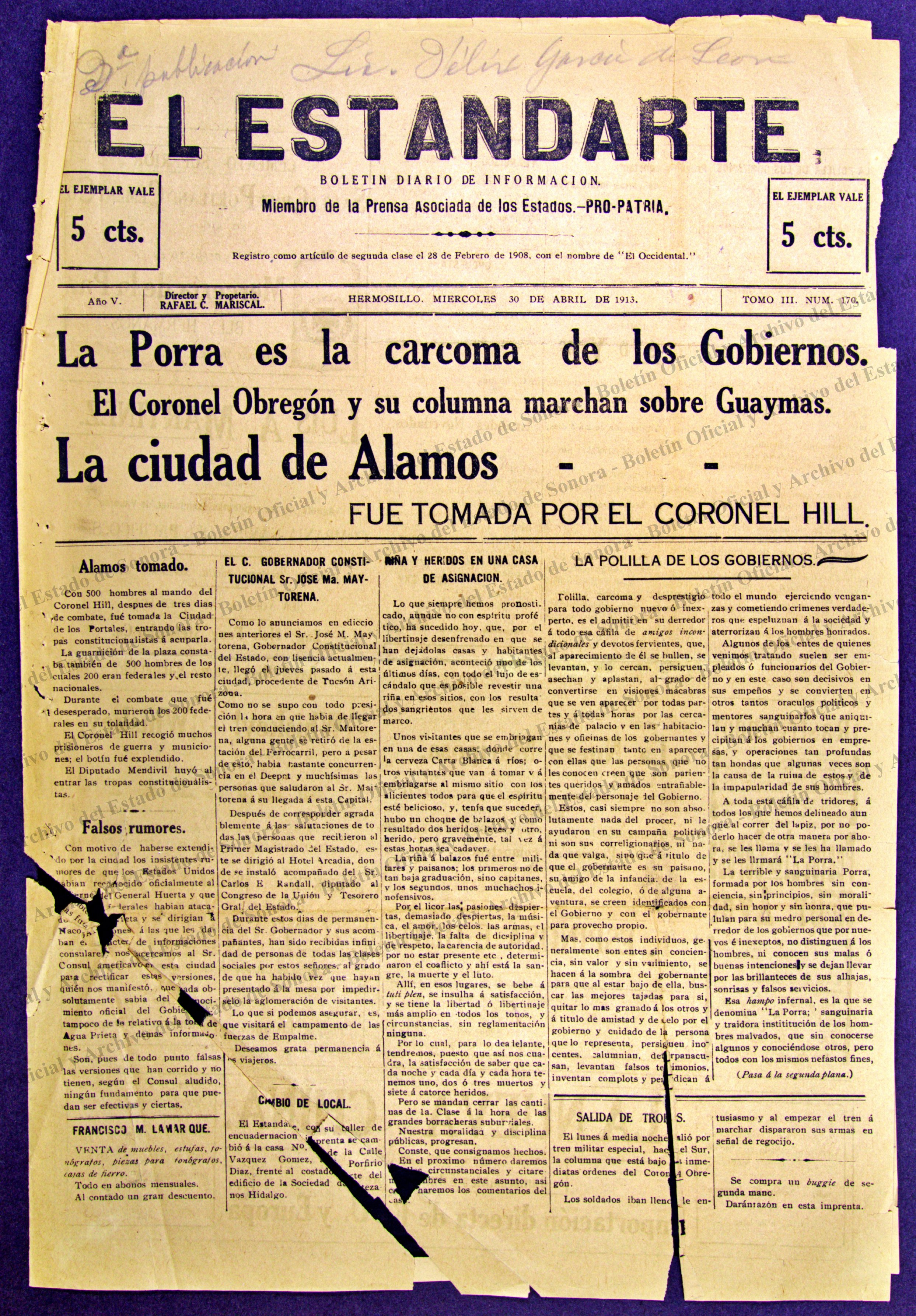 Ejemplar de El Estandarte