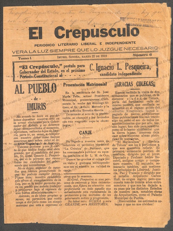 Ejemplar de El Crepúsculo