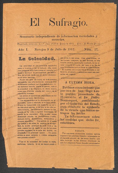 Ejemplar de El Sufragio