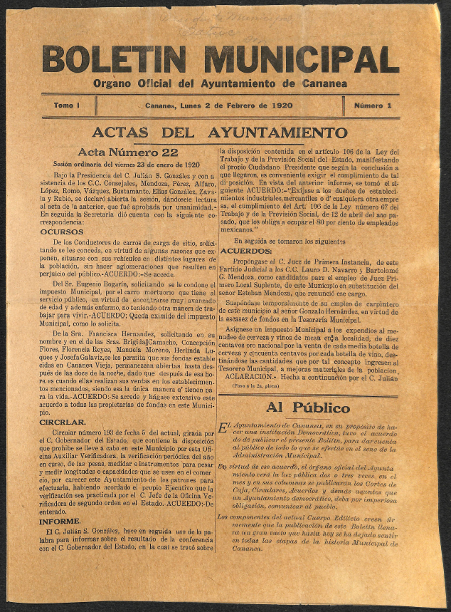 Ejemplar de Boletín Municipal